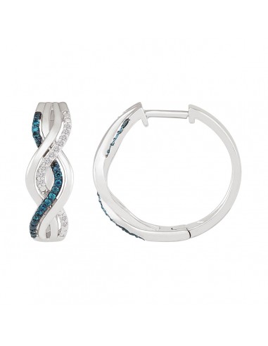 1/6 CTW Diamond Twist Hoop 19MM Earrings in Sterling Silver votre