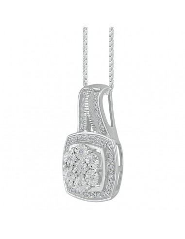 1/6 CTW Diamond Cluster Cushion Shaped 18-inch Pendant in Sterling Silver En savoir plus