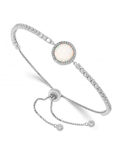 Sterling Silver Opal and Cubic Zirconia Bolo Bracelet la colonne vertébrale