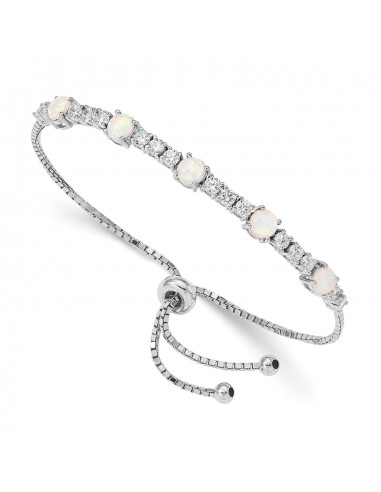 Sterling Silver Opal and Cubic Zirconia Bolo Bracelet une grave pollution 