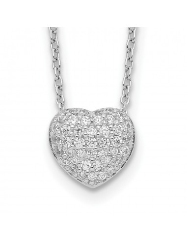 Sterling Silver Cubic Zirconia 15.5-inch Heart Necklace vous aussi creer 