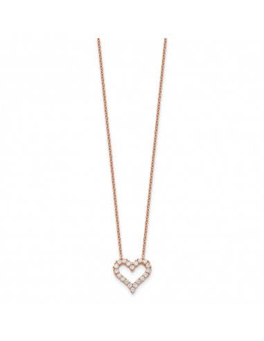 Rose Gold Plated Sterling Silver Cubic Zirconia 18-inch Heart Necklace Fin de série