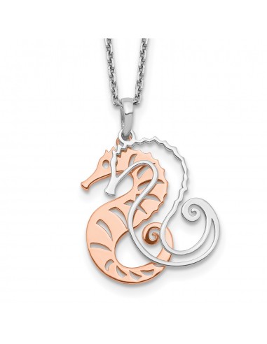 Sterling Silver 18-inch Two-Tone Seahorse Necklace les ligaments